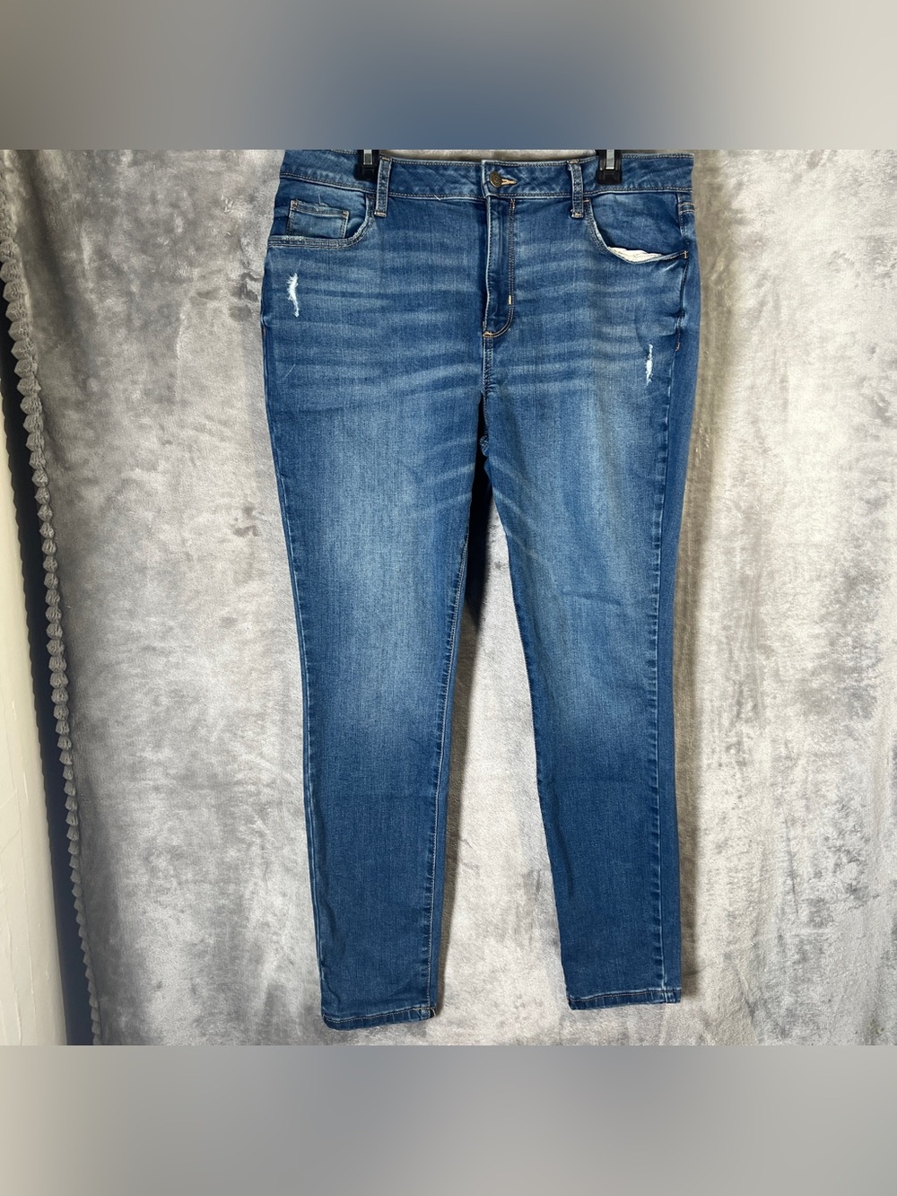 Sonoma Medium Blue Skinny Jeans - Distressed Detail